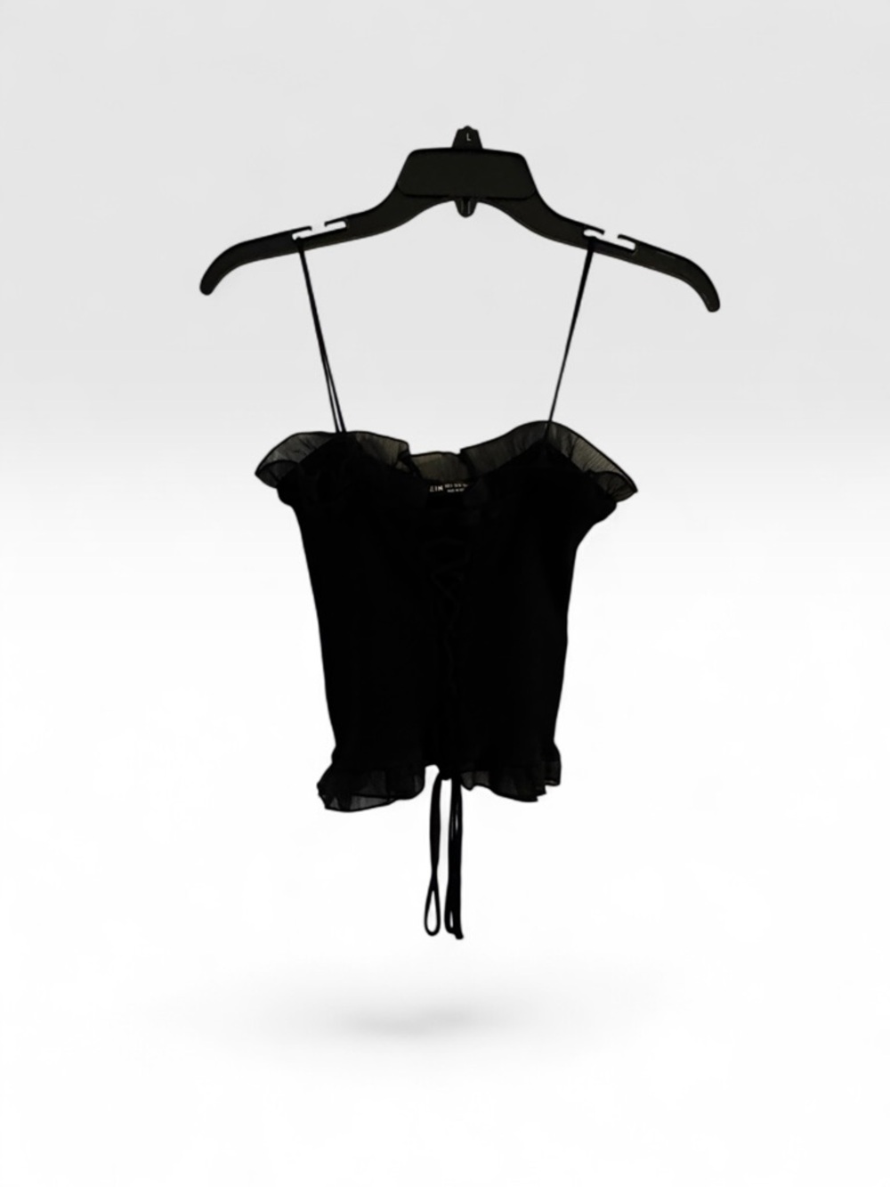 SHEIN Black Ruffle Spaghetti Strap Camisole